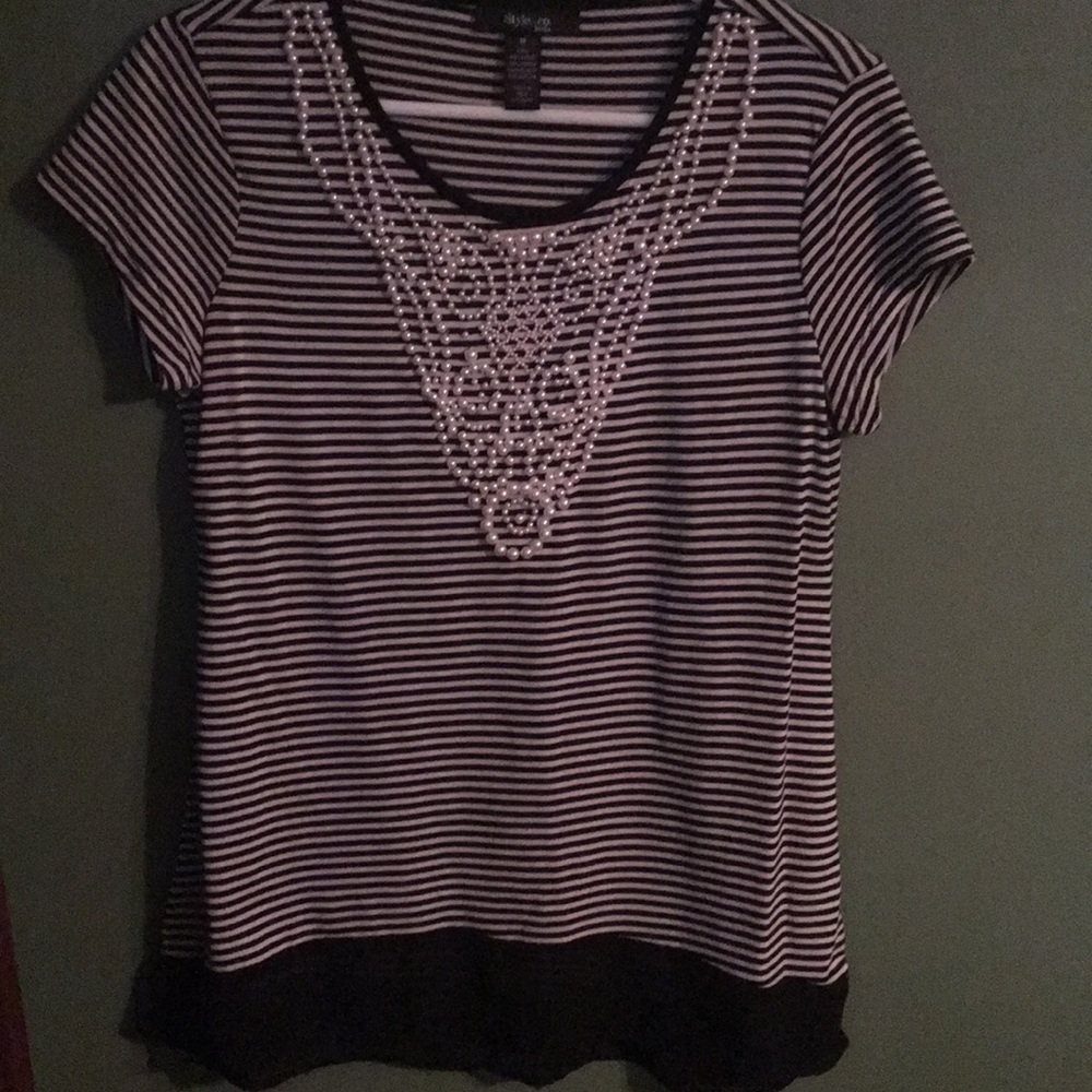 Black and white striped top